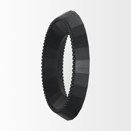 Ranela Black Beaded Wooden Wall Mirror from Mercana - Luna Furniture