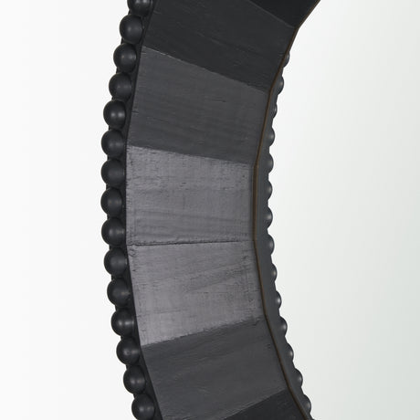 Ranela Black Beaded Wooden Wall Mirror from Mercana - Luna Furniture
