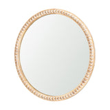 Roan Light Brown Wood Beaded Wall Mirror from Mercana - Luna Furniture