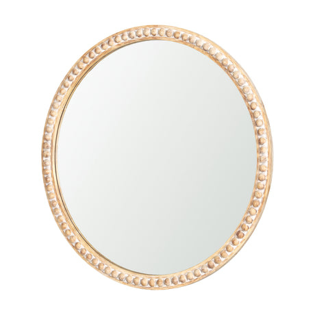 Roan Light Brown Wood Beaded Wall Mirror from Mercana - Luna Furniture