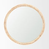 Roan Light Brown Wood Beaded Wall Mirror from Mercana - Luna Furniture
