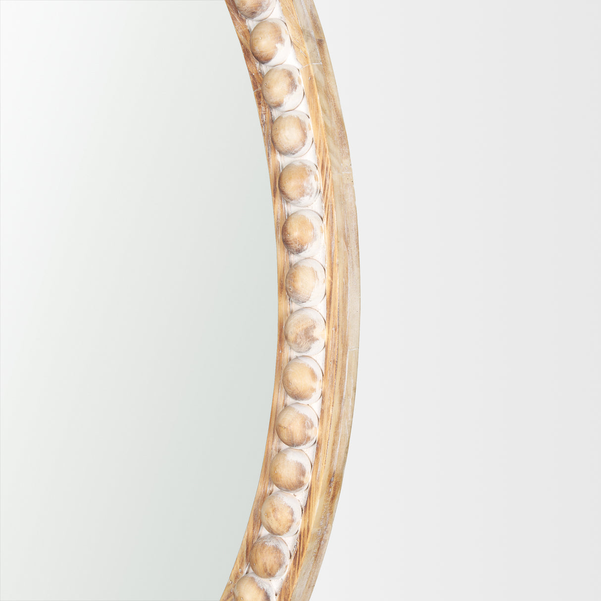 Roan Light Brown Wood Beaded Wall Mirror from Mercana - Luna Furniture