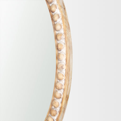 Roan Light Brown Wood Beaded Wall Mirror from Mercana - Luna Furniture