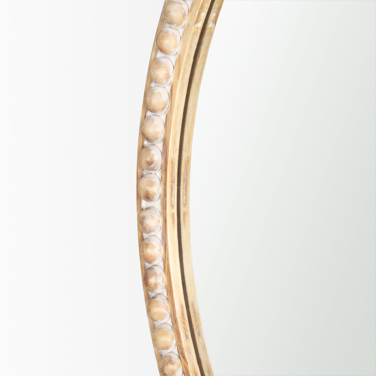 Roan Light Brown Wood Beaded Wall Mirror from Mercana - Luna Furniture