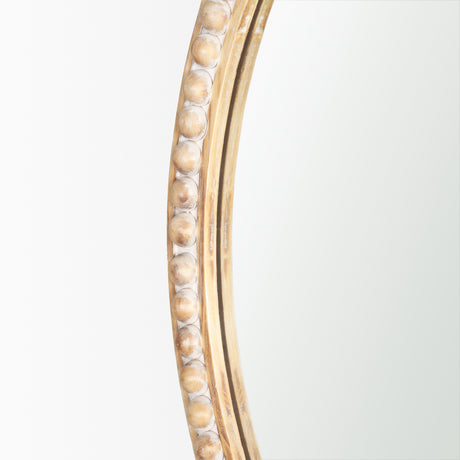 Roan Light Brown Wood Beaded Wall Mirror from Mercana - Luna Furniture