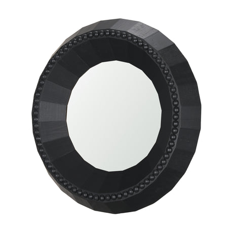 Ranela Black Beaded Wooden Wall Mirror from Mercana - Luna Furniture