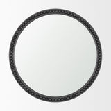 Roan Black Wood Beaded Wall Mirror from Mercana - Luna Furniture