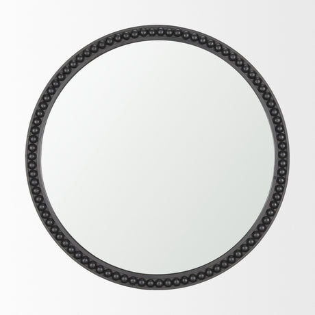 Roan Black Wood Beaded Wall Mirror from Mercana - Luna Furniture