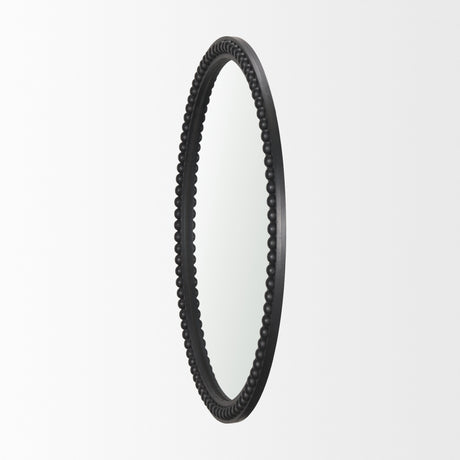 Roan Black Wood Beaded Wall Mirror from Mercana - Luna Furniture