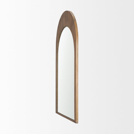 Celeste Light Brown Wood Medium Arched Mirror from Mercana - Luna Furniture