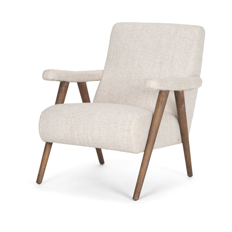 Nico Oatmeal Upholstered w/ Brown Wood Accent Chair from Mercana - Luna Furniture