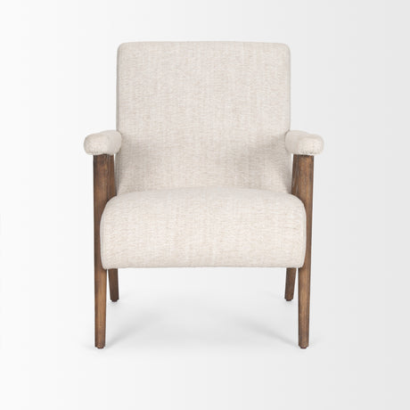 Nico Oatmeal Upholstered w/ Brown Wood Accent Chair from Mercana - Luna Furniture