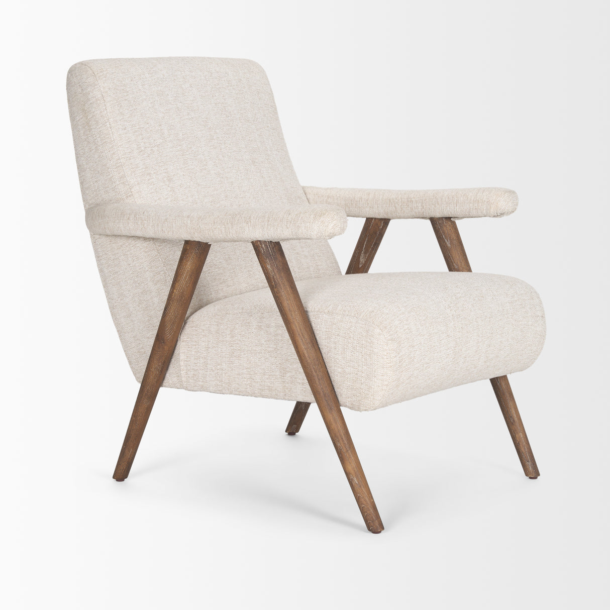 Nico Oatmeal Upholstered w/ Brown Wood Accent Chair from Mercana - Luna Furniture