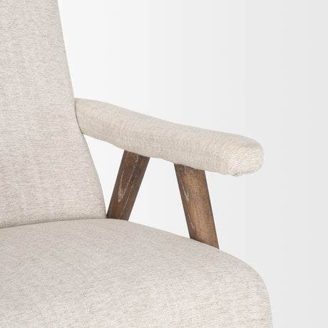 Nico Oatmeal Upholstered w/ Brown Wood Accent Chair from Mercana - Luna Furniture