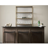 Clarissa 18.0L x 16.0W x 26.25H Black Woven Leather Seat W/ Gold Frame Counter Stool from Mercana - Luna Furniture