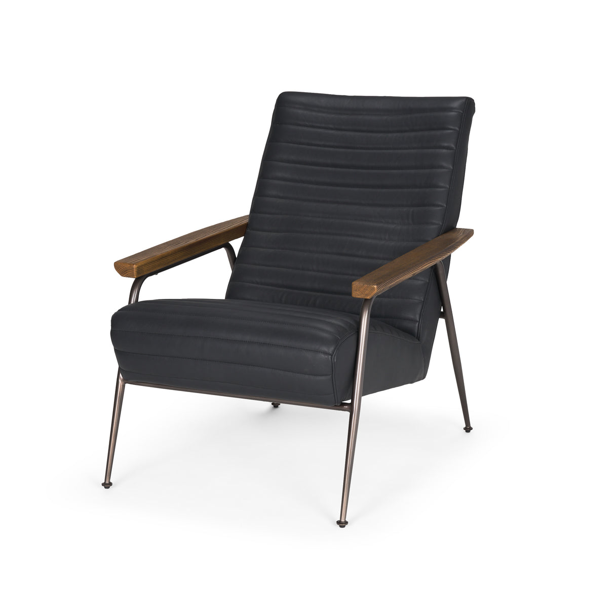 Grosjean Black Leather w/ Black Metal Frame Accent Chair from Mercana - Luna Furniture