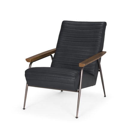 Grosjean Black Leather w/ Black Metal Frame Accent Chair from Mercana - Luna Furniture