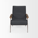Grosjean Black Leather w/ Black Metal Frame Accent Chair from Mercana - Luna Furniture