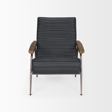 Grosjean Black Leather w/ Black Metal Frame Accent Chair from Mercana - Luna Furniture