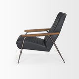 Grosjean Black Leather w/ Black Metal Frame Accent Chair from Mercana - Luna Furniture