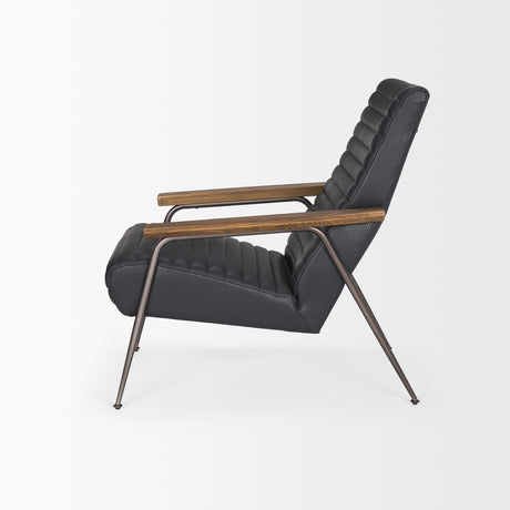 Grosjean Black Leather w/ Black Metal Frame Accent Chair from Mercana - Luna Furniture
