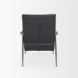 Grosjean Black Leather w/ Black Metal Frame Accent Chair from Mercana - Luna Furniture