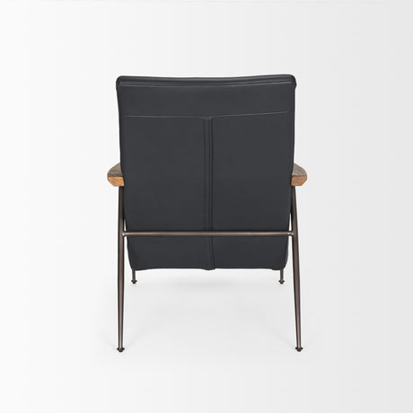 Grosjean Black Leather w/ Black Metal Frame Accent Chair from Mercana - Luna Furniture