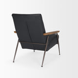 Grosjean Black Leather w/ Black Metal Frame Accent Chair from Mercana - Luna Furniture