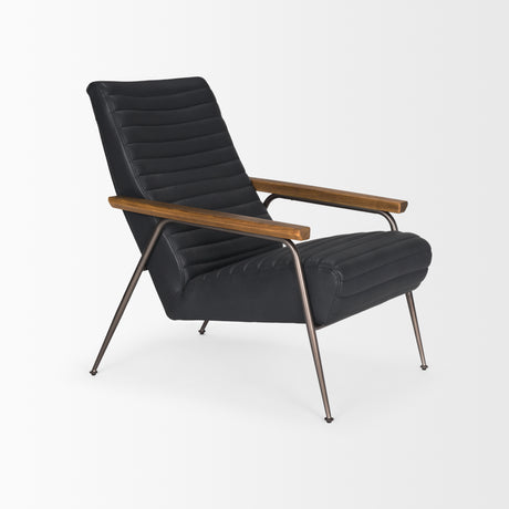 Grosjean Black Leather w/ Black Metal Frame Accent Chair from Mercana - Luna Furniture