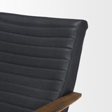 Grosjean Black Leather w/ Black Metal Frame Accent Chair from Mercana - Luna Furniture