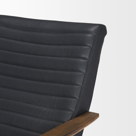 Grosjean Black Leather w/ Black Metal Frame Accent Chair from Mercana - Luna Furniture