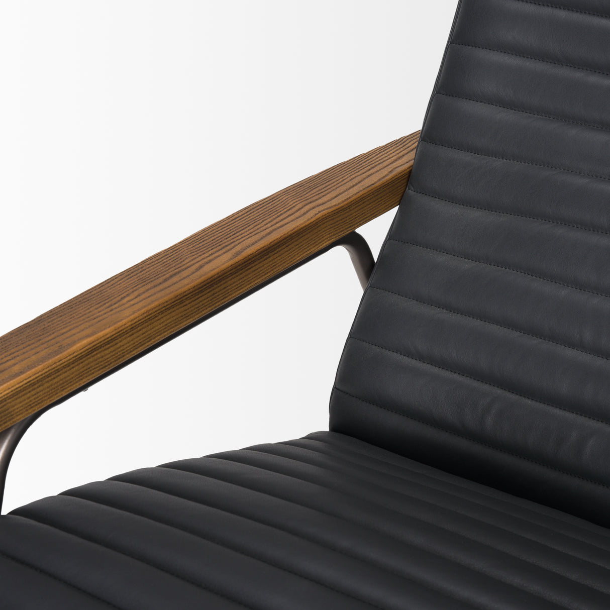 Grosjean Black Leather w/ Black Metal Frame Accent Chair from Mercana - Luna Furniture