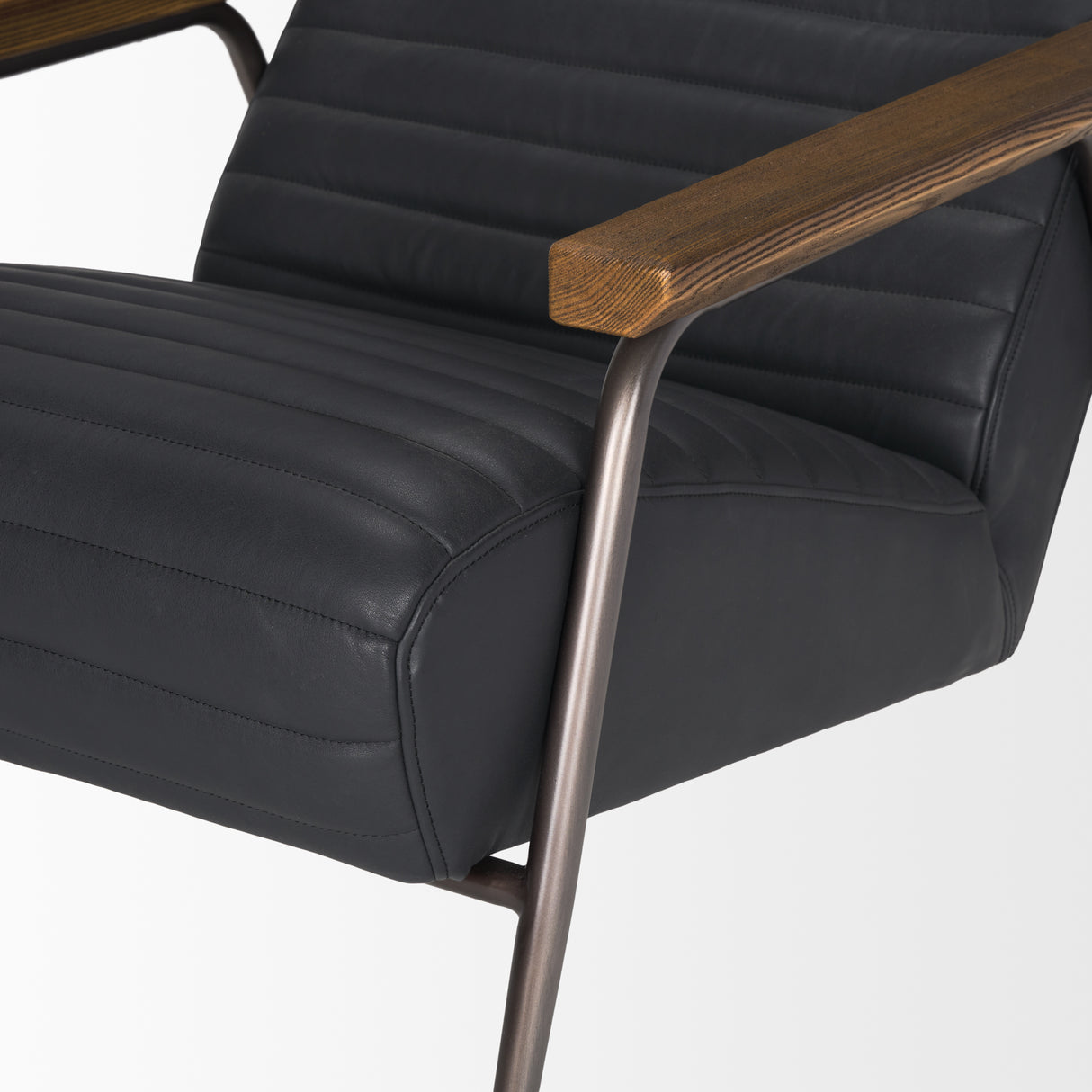 Grosjean Black Leather w/ Black Metal Frame Accent Chair from Mercana - Luna Furniture