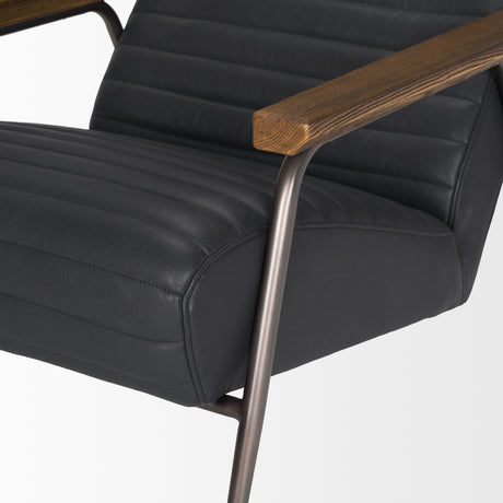 Grosjean Black Leather w/ Black Metal Frame Accent Chair from Mercana - Luna Furniture