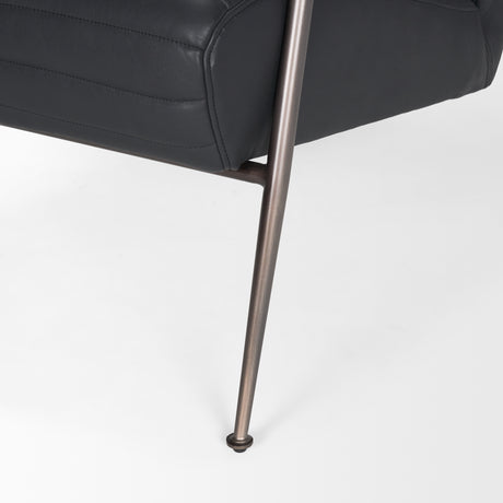 Grosjean Black Leather w/ Black Metal Frame Accent Chair from Mercana - Luna Furniture