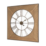 Rondell Light Brown Wood W/ Gold Metal Wall Clock from Mercana - Luna Furniture