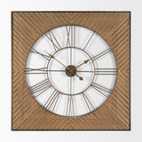 Rondell Light Brown Wood W/ Gold Metal Wall Clock from Mercana - Luna Furniture