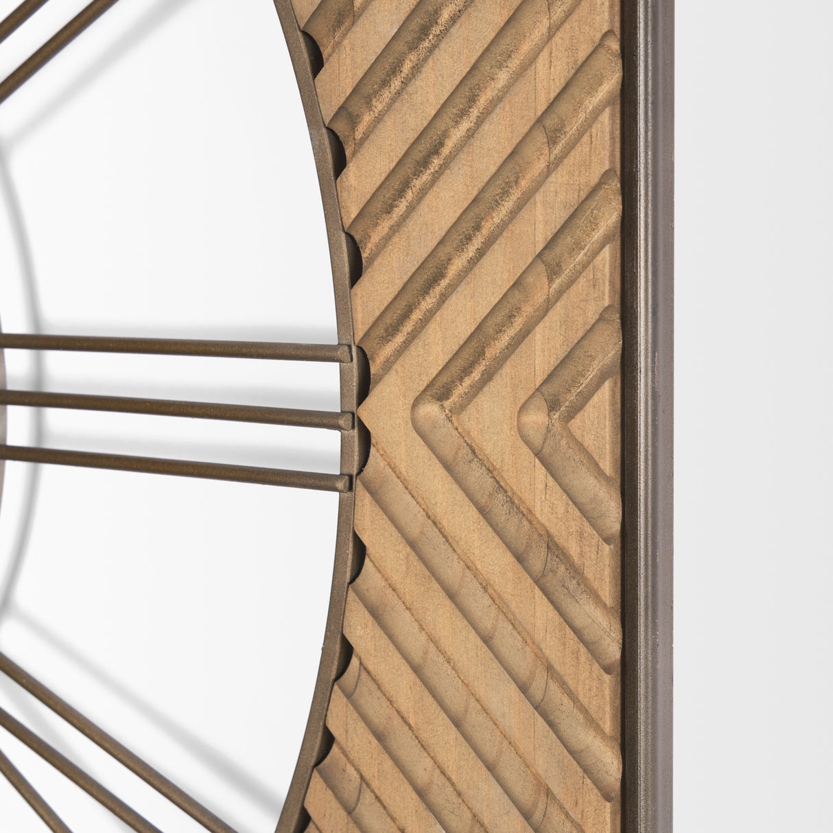 Rondell Light Brown Wood W/ Gold Metal Wall Clock from Mercana - Luna Furniture