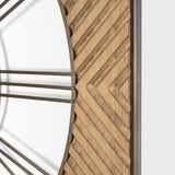 Rondell Light Brown Wood W/ Gold Metal Wall Clock from Mercana - Luna Furniture