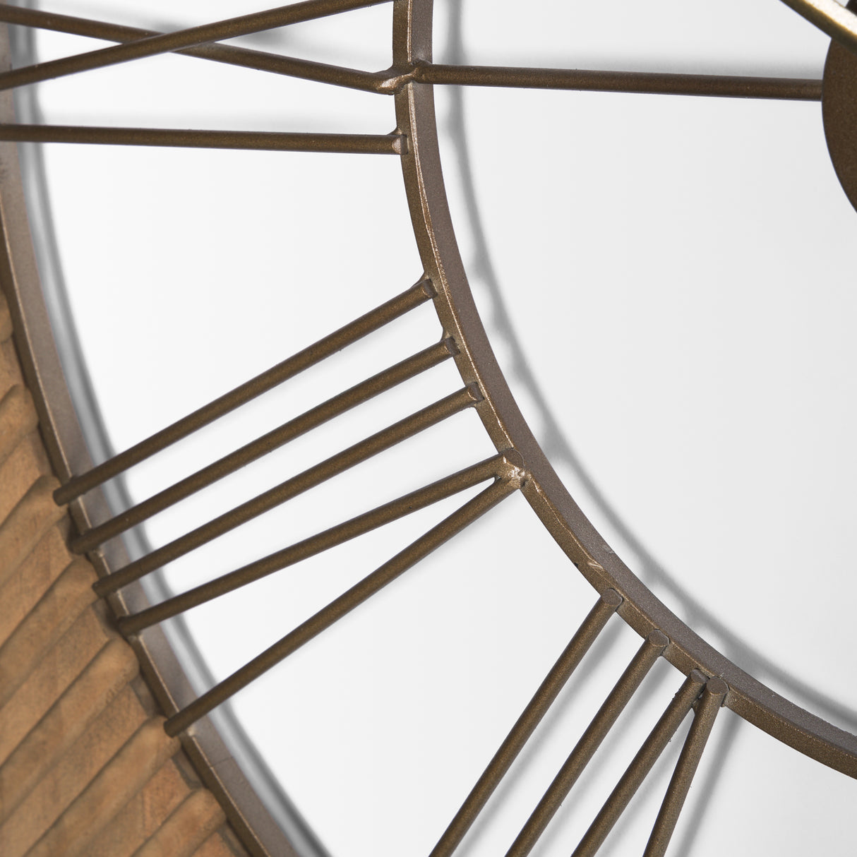 Rondell Light Brown Wood W/ Gold Metal Wall Clock from Mercana - Luna Furniture