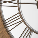 Rondell Light Brown Wood W/ Gold Metal Wall Clock from Mercana - Luna Furniture