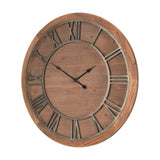 Raul Medium Brown Wood W/ Silver Metal Wall Clock from Mercana - Luna Furniture