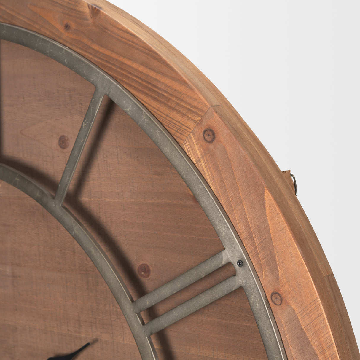 Raul Medium Brown Wood W/ Silver Metal Wall Clock from Mercana - Luna Furniture