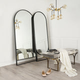 Sadie 28.0L x 2.0W x 78.0H Black Metal Rounded Arch Floor Mirror from Mercana - Luna Furniture