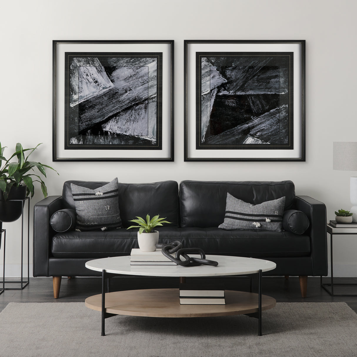 Black Composition II by Mercana Studio Hand Embellished Textured Framed Art Print Matted under Glass from Mercana - Luna Furniture