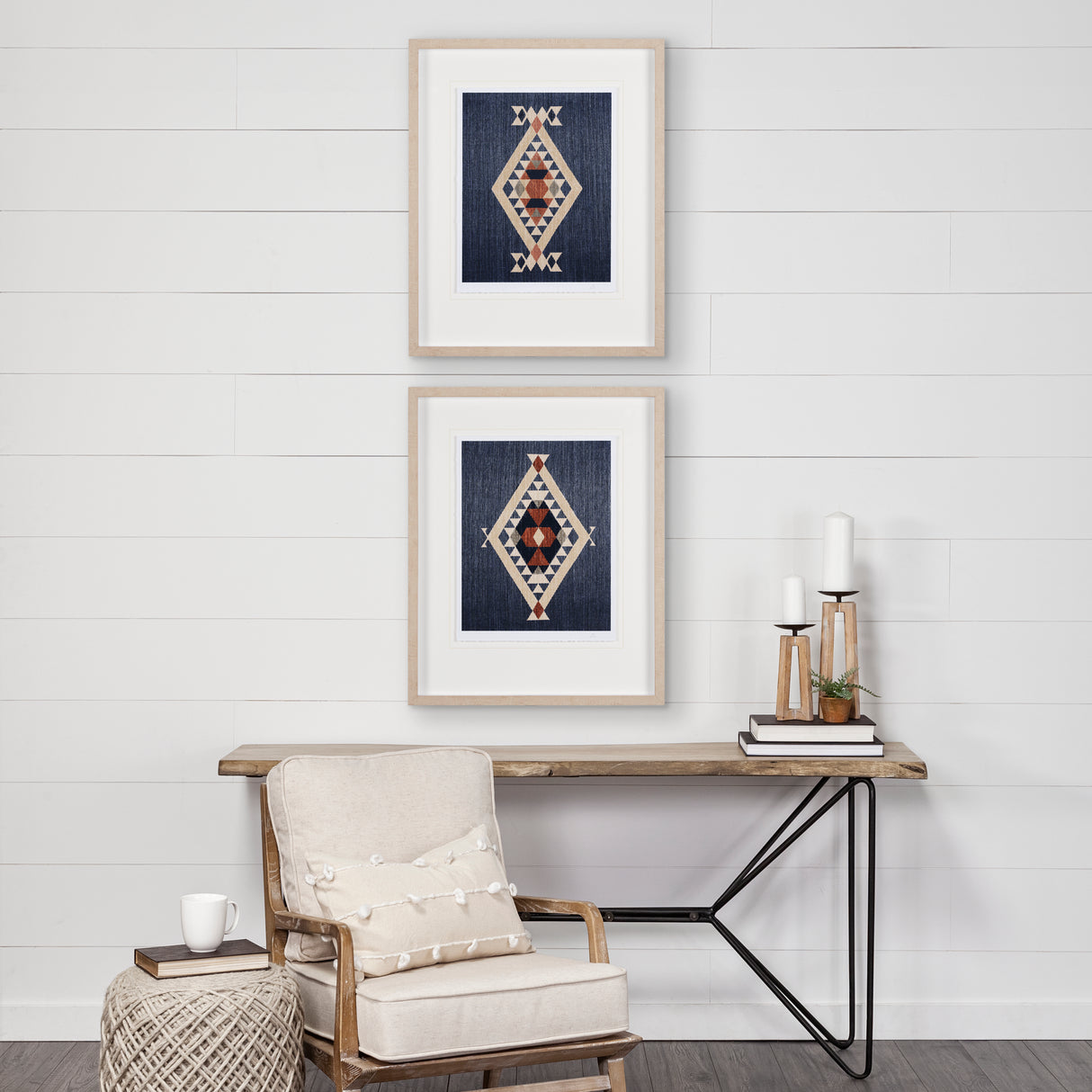 Blue Tapestry I by Mercana Studio a Hand Embelished Textured Framed Art Print Matted under Glass from Mercana - Luna Furniture