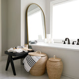 Sadie 36.0L x 2.0W x 76.0H Antique Gold Metal Rounded Arch Floor Mirror from Mercana - Luna Furniture