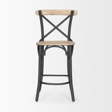 Etienne Light Brown Wood w/ Iron Metal Counter Stool from Mercana - Luna Furniture