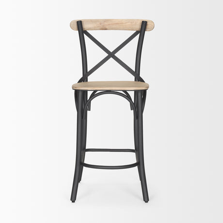 Etienne Light Brown Wood w/ Iron Metal Counter Stool from Mercana - Luna Furniture