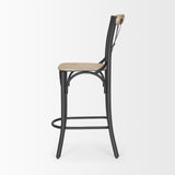 Etienne Light Brown Wood w/ Iron Metal Counter Stool from Mercana - Luna Furniture